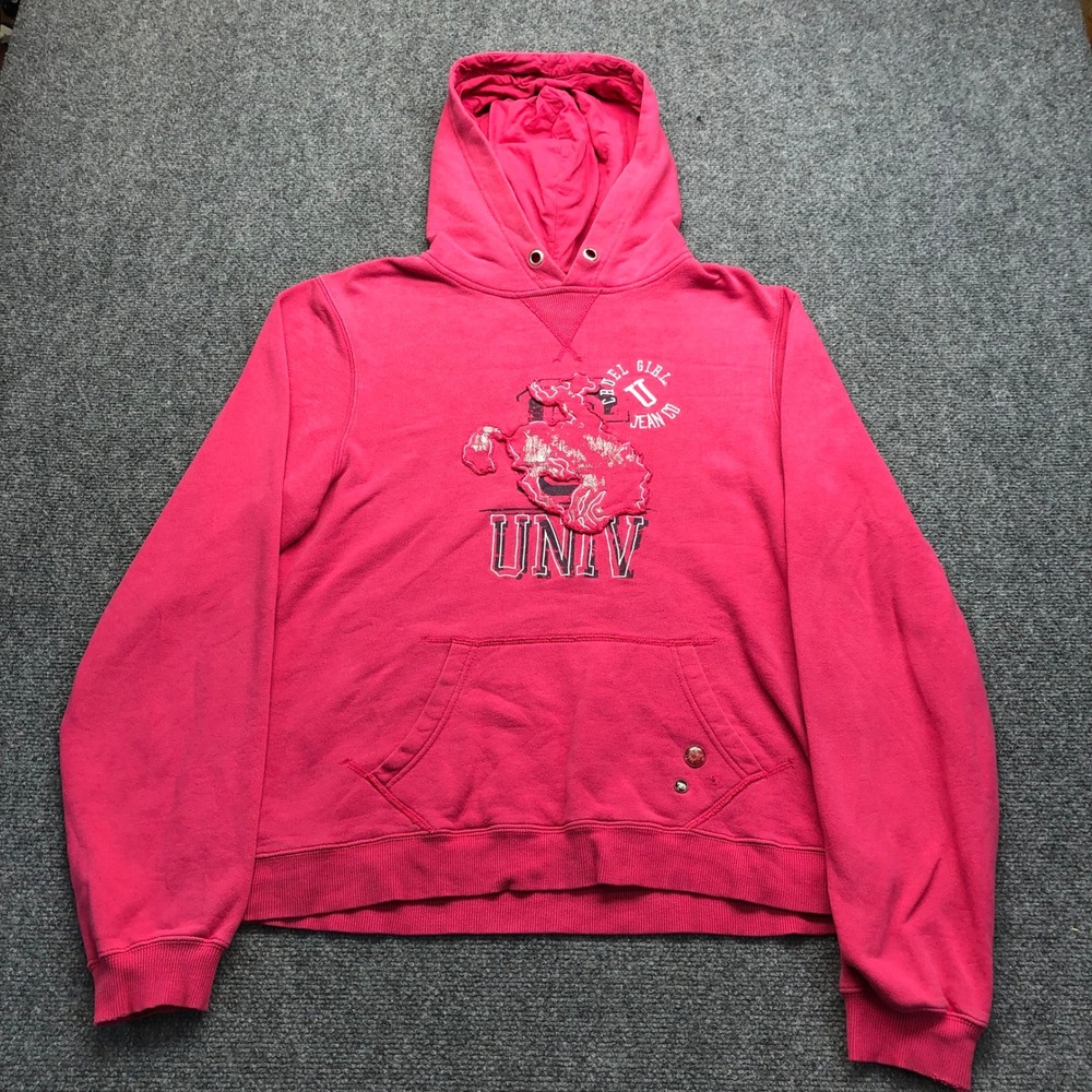 Cruel Girl Jean Co Pink Pullover Hoodie UNIV Bronco Graphic Sweatshirt Womens
